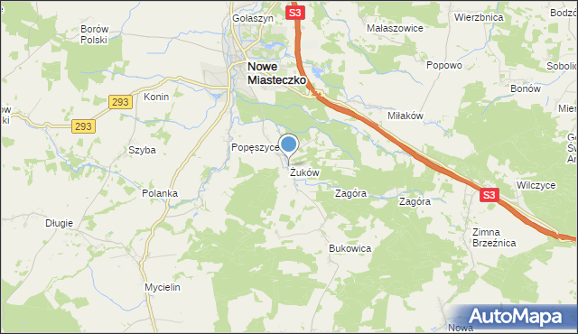 mapa Żuków, Żuków gmina Nowe Miasteczko na mapie Targeo